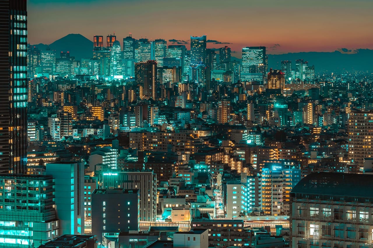 東京のビル群を望む景色